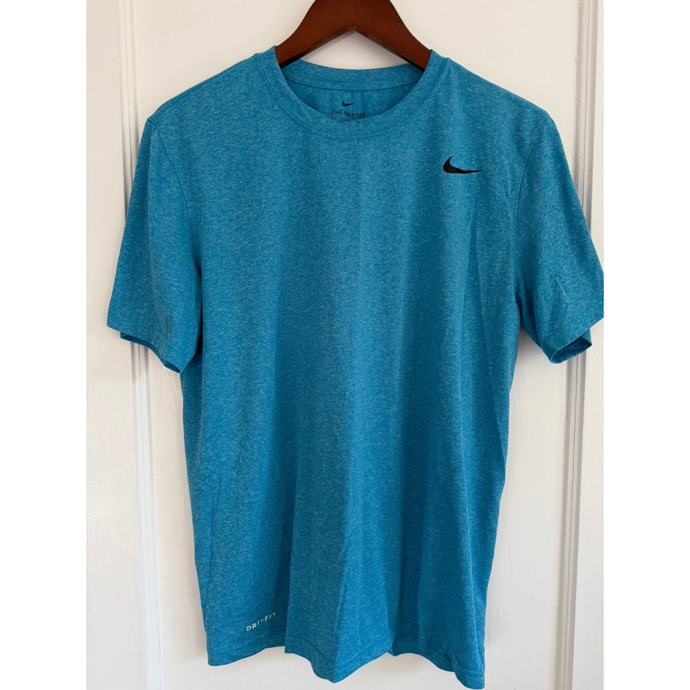 Nike T-Shirt Mens Large Blue Dri-FIT Short Sleeve Heathered Activewear Tee